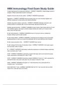 HMX Immunology Final Exam Study Guide Questions with 100&percnt; Correct Answers Verified Latest Update
