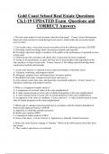 Gold Coast School Real Estate Questions  Ch&period;1-19 UPDATED Exam Questions and  CORRECT Answers