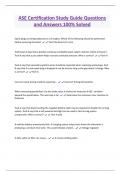 ASE Certification Study Guide Questions  and Answers 100&percnt; Solved 