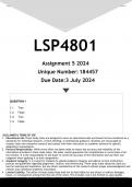 LSP1501 Assignment 5 &lpar;ANSWERS&rpar; 2024 - DISTINCTION GUARANTEED