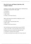 Electrical System and Repairs Questions with Complete Solutions&period;