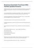 Business Essentials Final Exam With Verified Updated Answers&period;