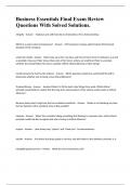 Business Essentials Final Exam Review Questions With Solved Solutions&period;