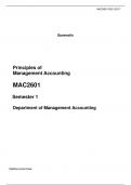 Principles of Management Accounting  MAC2601 Semester 1  Department of Management Accounting