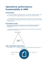 Summary Sustainability Stenden (Three Levels of Sustainability)
