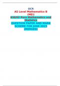OCR AS Level Mathematics B &lpar;MEI&rpar; 630&sol;02 Pure Mathematics and Statistics  QUESTION PAPER AND MARK SCHEME FOR JUNE 2023 &lpar;MERGED&rpar; 