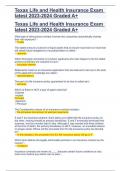 Texas Life and Health Insurance Exam latest 2023-2024 Graded A&plus;