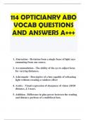 114 OPTICIANRY ABO VOCAB QUESTIONS AND ANSWERS A&plus;&plus;&plus;