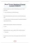 Blood Therapy Questions & Correct Answers Pack &vert; Grade A&plus;