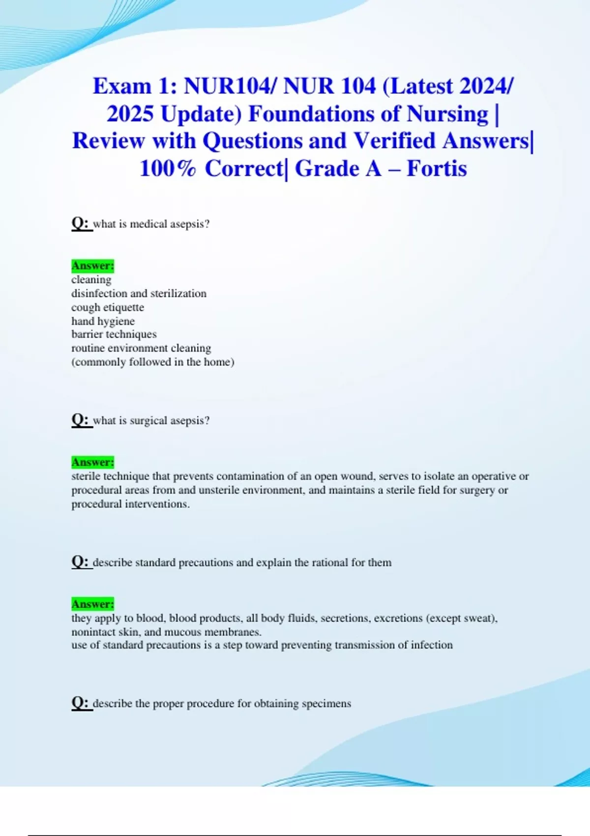 Exam 1 & Exam 2: NUR 104/ NUR104 (2025/ 2026 Updates STUDY BUNDLE ...