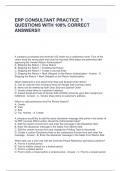 ERP CONSULTANT PRACTICE 1 QUESTIONS WITH 100&percnt; CORRECT ANSWERS&excl;&excl;