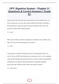 CPT&colon; Digestive System - Chapter 21 Questions & Correct Answers &vert; Grade  A