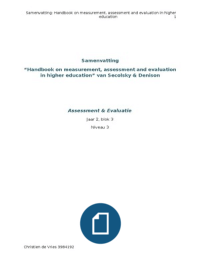 Samenvatting Handbook on Measurement, Assessment and Evaluation in Higher Education