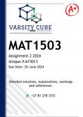 MAT1503 Assignment 2 &lpar;DETAILED ANSWERS&rpar; 2024 - DISTINCTION GUARANTEED