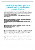 MINNESOTA Real Estate &lpar;Civil Law&rpar;  Practice Questions with Complete  Accurate Solutions&period;