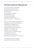 Nursing Leadership PN Management Fortis College - Question and answers 100&percnt; correct 