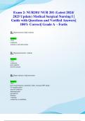 Exam 2&colon; NUR201&sol; NUR 201 &lpar;Latest 2024&sol; 2025 Update&rpar; Medical Surgical Nursing I &vert; Guide with Questions and Verified Answers&vert; 100&percnt; Correct&vert; Grade A &ndash; Fortis
