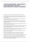 CLOUD FOUNDATIONS - D282 &lpar;SECURITY AND COMPLIANCE&rpar; WGU 2024 QUESTIONS WITH CORRECT ANSWERS&excl;&excl;