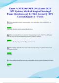 Exam 4&colon; NUR201&sol; NUR 201 &lpar;Latest 2024&sol; 2025 Update&rpar; Medical Surgical Nursing I Exam Questions and Verified Answers&vert; 100&percnt; Correct&vert; Grade A &ndash; Fortis