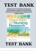 TEST BANK Essentials of Nursing Research Appraising Evidence for Nursing Practice &lpar;9TH&rpar; by Denise Polit  All Chapters