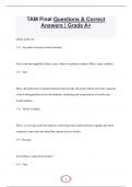 TAM Final Questions & Correct  Answers &vert; Grade A&plus;