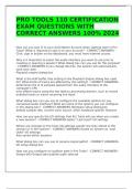 PRO TOOLS 110 CERTIFICATION EXAM QUESTIONS WITH CORRECT ANSWERS 100&percnt; 2024