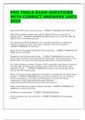 PRO TOOLS EXAM QUESTIONS WITH CORRECT ANSWERS 100&percnt; 2024