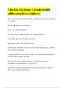 ASU Bio 182 Exam 2 Study Guide with complete solutions &vert;latest 2024&sol;2025