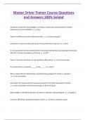 Master Driver Trainer Course-Questions  and Answers 100&percnt; Solved 