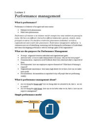 Samenvatting colleges / Summary lectures Performance Management (Human Resource Management @ Tilburg University)