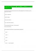 OPTICIAN EXAM  WITH  100&percnt; CORRECT ANSWERS