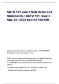 CSTU 101 quiz 6 Quiz Rome and Christianity &sol; CSTU 101- Quiz 5-Chp 13 &vert; 2023 Scored 100&sol;100
