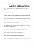 ACT Science Vocabulary&vert; Questions solved 100&percnt; Correct&sol;Verified Solutions