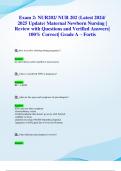 Exam 2&colon; NUR202&sol; NUR 202 &lpar;Latest 2024&sol; 2025 Update&rpar; Maternal Newborn Nursing &vert; Review with Questions and Verified Answers&vert; 100&percnt; Correct&vert; Grade A &ndash; Fortis