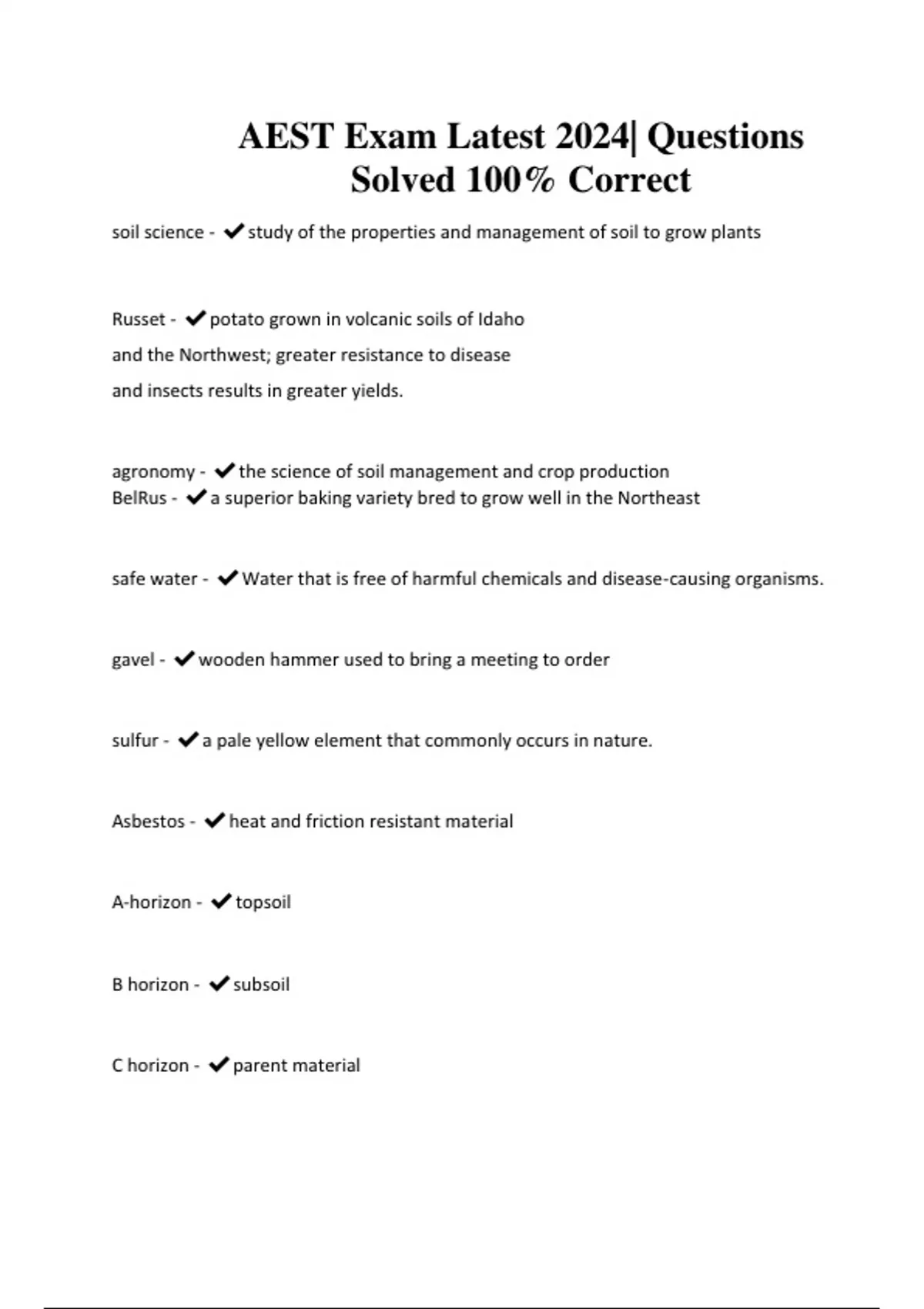 AEST Exam Latest 2024| Questions Solved 100% Correct - AEST - Stuvia US