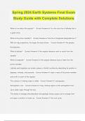Spring 2024 Earth Systems Final Exam Study Guide with Complete Solutions