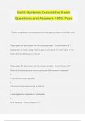 Earth Systems Cumulative Exam Questions and Answers 100&percnt; Pass