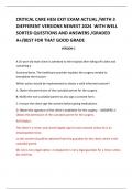 CRITICAL CARE HESI EXIT EXAM ACTUAL &sol;WITH 3 DIEFFERENT VERSIONS NEWEST 2024  WITH WELL SORTED QUESTIONS AND ANSWERS &sol;GRADED A&plus;&sol;BEST FOR THAT GOOD GRADE 