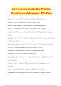 ACT Science Vocabulary Practice Questions and Answers 100&percnt; Pass