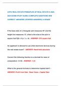 AYPO REAL ESTATE PRINCIPLES OF REAL ESTATE II 2023- 2024 EXAM STUDY GUIDE &vert;COMPLETE QUESTIONS AND  CORRECT ANSWERS &lpar;VERIFIED ANSWERS&rpar; A GRADE