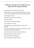 NURS 403 - Maternity Unit 1 &lpar;Maternal Care&rpar; Questions With Complete Solutions