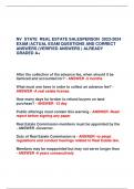 NV STATE REAL ESTATE SALESPERSON 2023-2024  EXAM &vert;ACTUAL EXAM QUESTIONS AND CORRECT  ANSWERS &lpar;VERIFIED ANSWERS &rpar; ALREADY  GRADED A&plus;