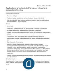 Application: clinical and occupational testing