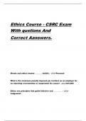 Ethics Course - CSRC Exam With qustions And Correct Aanswers&period;