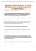 Bloomberg Market Concepts&colon; Portfolio Management Revised Questions and Answers &sol; Sure A&plus;