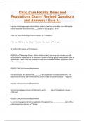 Child Care Facility Rules and Regulations Exam &sol; Revised Questions and Answers &sol; Sure A&plus;