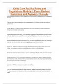 Child Care Facility Rules and Regulations Module 1 Exam Revised Questions and Answers &sol; Sure A&plus;