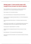 Biology paper 1&colon; Exam practice paper with  merged Correct Answers for Recent Updates
