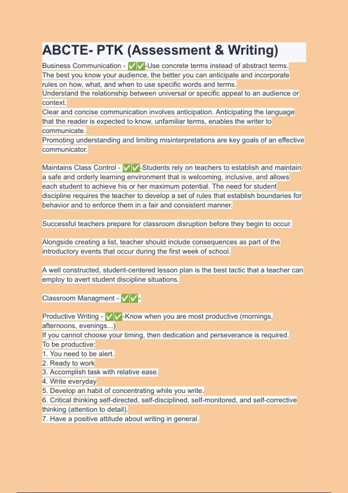 ABCTE- PTK (Assessment & Writing) with 100% correct answers - DAT ...