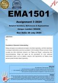 EMA1501 Assignment 3 &lpar;COMPLETE ANSWERS&rpar; 2024 &lpar;698468&rpar; - 25 July 2024